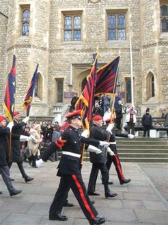 The RMPA Flag Bearers marching